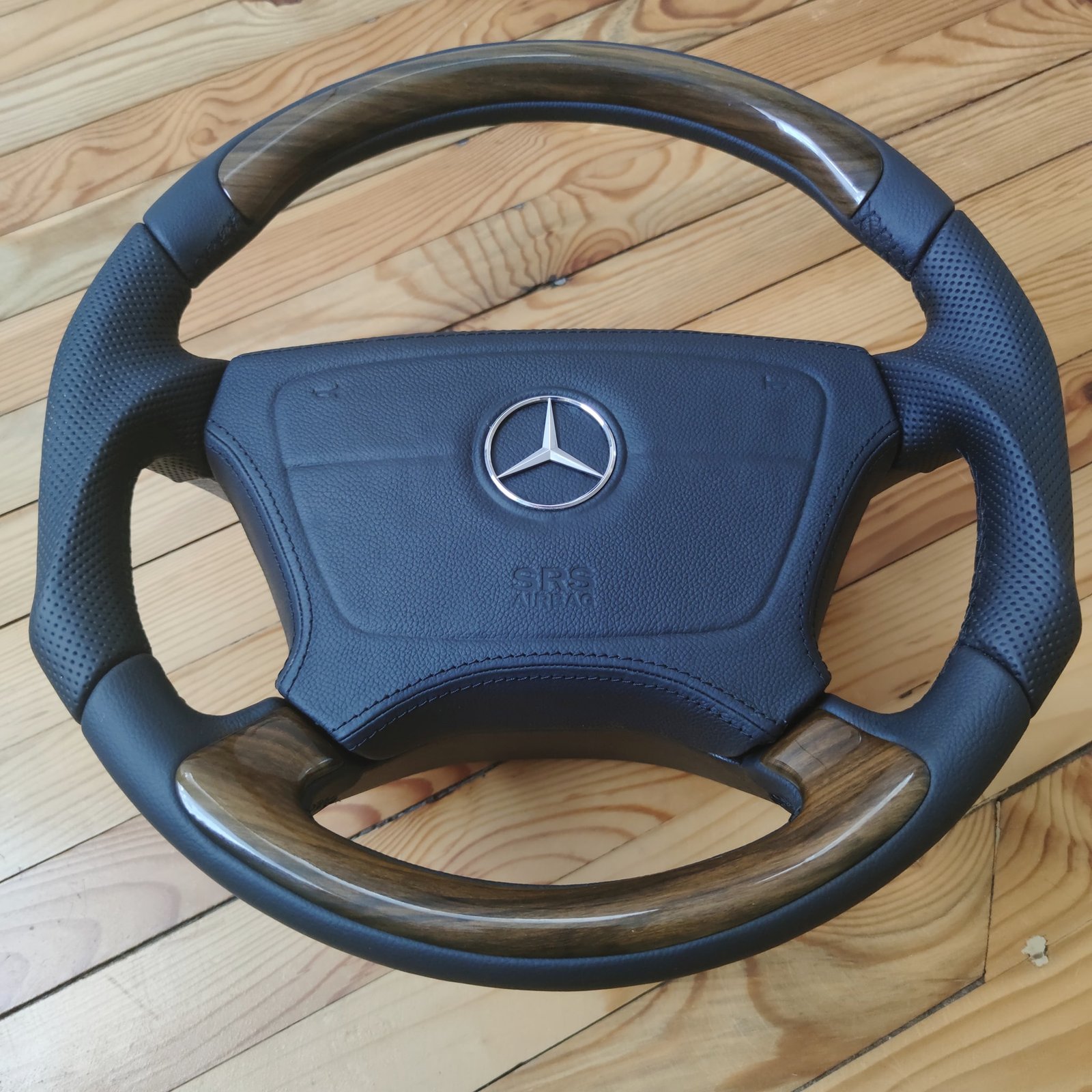 ⭐ Mercedes Victor DB3 Style Dark Wood Steering wheel W124 W202 R129 W210 W140 - Image 3