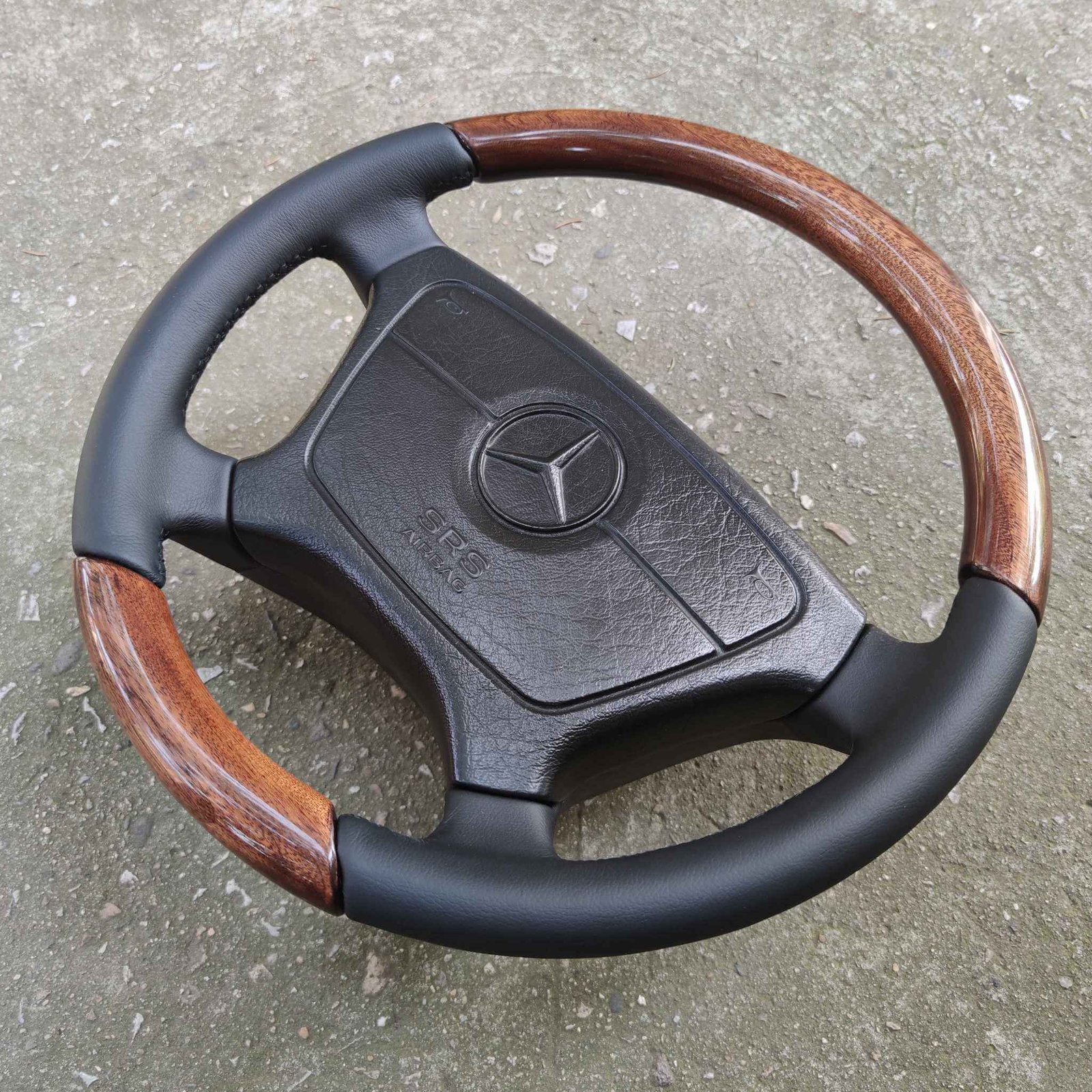 ⭐ Mercedes Leather Wood Mahogany Steering wheel W124 W202 R129 W210 W140 - Image 3
