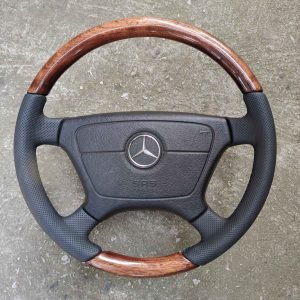 Mercedes R129 W124 W202 W210 W140 Wood Steering wheel with Perforated Leather